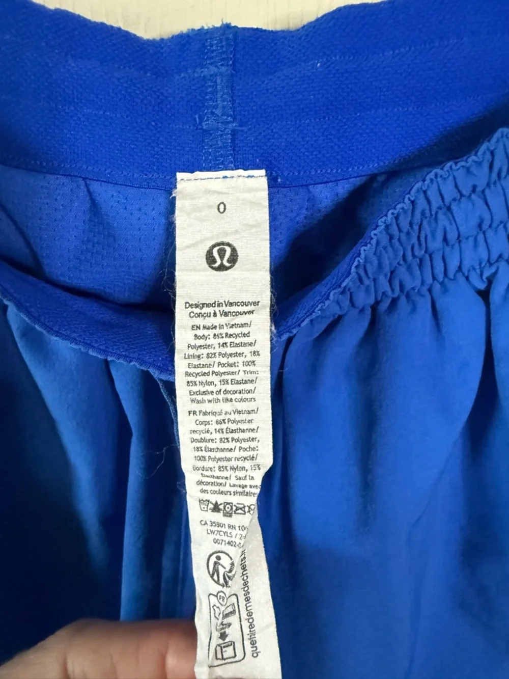 Lululemon Blue Drawstring High-Rise Relaxed Athletic Shorts Sz 0 Long Liner